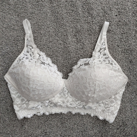 Maidenform bra 34D white lace convertable straps 4 hook - Picture 1 of 6